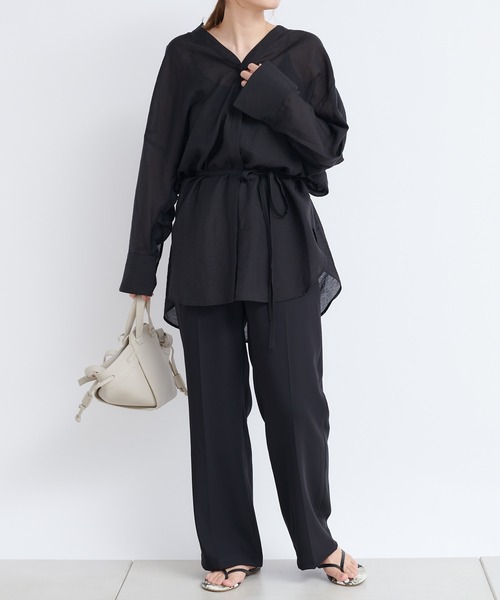 DouDou（ドゥドゥ）の「Wサテンストレートセンプレパンツ（その他パンツ・レディース・ブラック/ピンク/グリーン系その他・38/36）」の21枚目の写真