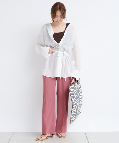 DouDou（ドゥドゥ）の「Wサテンストレートセンプレパンツ（その他パンツ・レディース・ブラック/ピンク/グリーン系その他・38/36）」の16枚目の写真