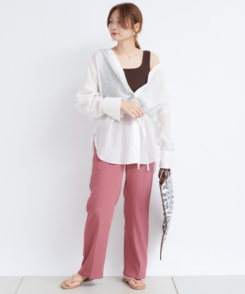 DouDou（ドゥドゥ）の「Wサテンストレートセンプレパンツ（その他パンツ・レディース・ブラック/ピンク/グリーン系その他・38/36）」の11枚目の写真