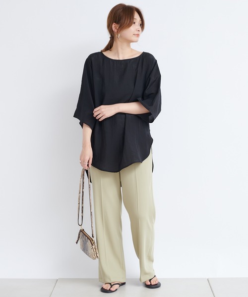 DouDou（ドゥドゥ）の「Wサテンストレートセンプレパンツ（その他パンツ・レディース・ブラック/ピンク/グリーン系その他・38/36）」の7枚目の写真