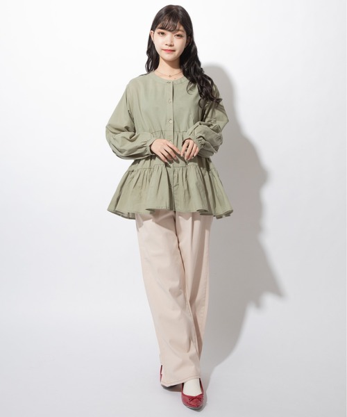 Mysa&Liina(ミーサリーナ)の「バンドカラーティアードブラウス(シャツ/ブラウス・レディース・ブラウン/ベージュ/カーキ/オフホワイト/ピンクベージュ・M)」の8枚目の写真