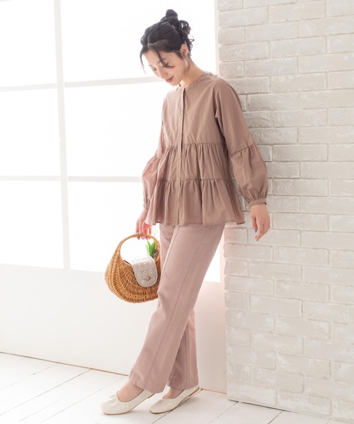 Mysa&Liina(ミーサリーナ)の「バンドカラーティアードブラウス(シャツ/ブラウス・レディース・ブラウン/ベージュ/カーキ/オフホワイト/ピンクベージュ・M)」の22枚目の写真