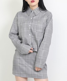 WC | WC/【2点セット】グレンチェックロングスリーブセットアップ(シャツ/ブラウス)
