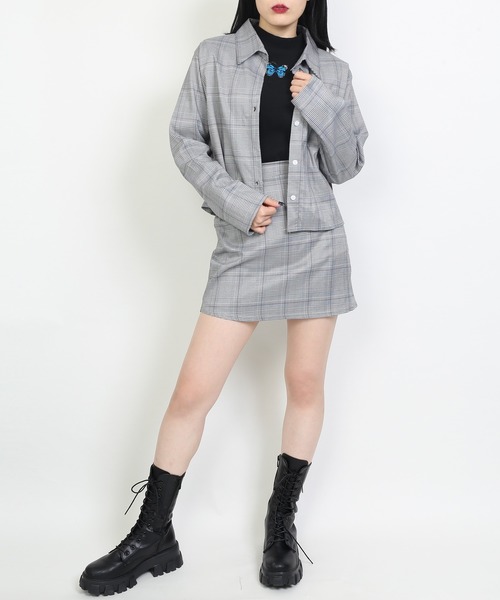 WC(ダブル シー)の「WC/【2点セット】グレンチェックロングスリーブセットアップ(シャツ/ブラウス・レディース・ブラウン/ブラック・FREE)」の3枚目の写真