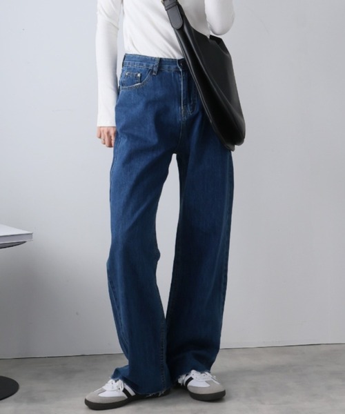 Ulysses（ユリシス）の「ハイウエストストレートデニム（デニムパンツ・レディース・ライトブルー/ホワイト/ブラック/ダークブルー・S/M/L/XL）」の4枚目の写真