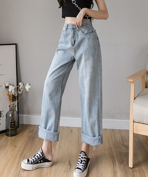 Ulysses（ユリシス）の「ハイウエストストレートデニム（デニムパンツ・レディース・ライトブルー/ホワイト/ブラック/ダークブルー・S/M/L/XL）」の15枚目の写真