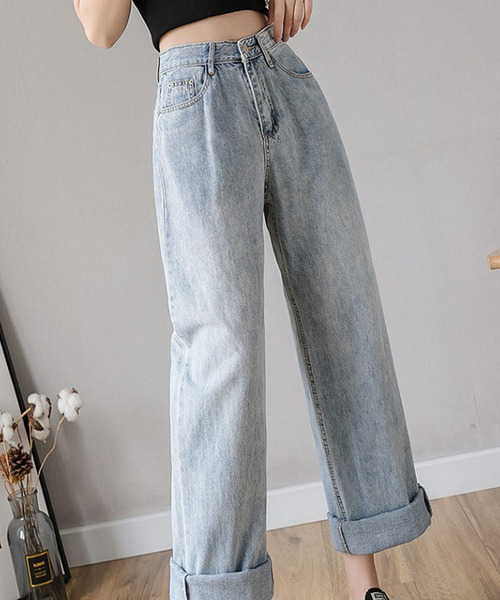 Ulysses（ユリシス）の「ハイウエストストレートデニム（デニムパンツ・レディース・ライトブルー/ホワイト/ブラック/ダークブルー・S/M/L/XL）」の16枚目の写真