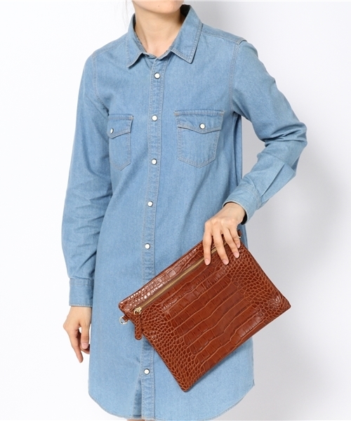 Soareak（ソアリーク）の「【POPCORN MILANO】ｸﾛｺﾎﾟｼｪｯﾄ（クラッチバッグ・レディース・ブラウン/ネイビー・FREE）」の3枚目の写真