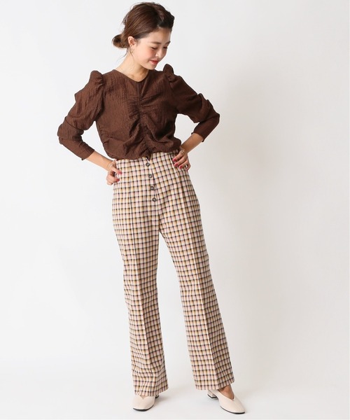U by SPICK&SPAN(ユーバイスピックアンドスパン)の「≪追加≫フロントギャザーブラウス2◆(シャツ/ブラウス・レディース・ブラウン/ナチュラル・FREE)」の4枚目の写真