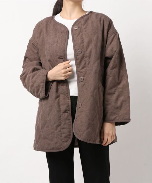 Outdoor Products アウトドアプロダクツ の Outdoor Products キルトノーカラー コーデュロイジャケット ウェーブ キルティングジャケット ノーカラージャケット Wear