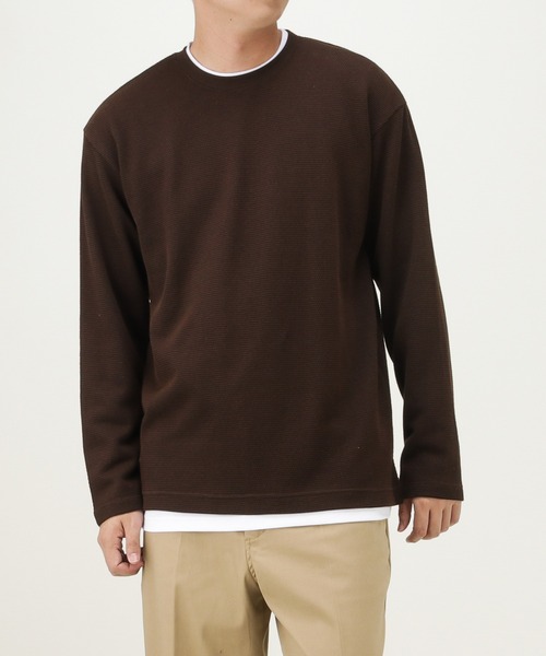 Mossimo（モッシモ）の「鹿の子杢クルーアンサンブル（アンサンブル・メンズ・ブラウン/ネイビー/ブラック/レッド/グレー・XXL/M/XL/L）」の3枚目の写真