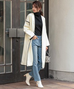 セール】SUPER160 Wフェイスノーカラーコート◇（ノーカラーコート