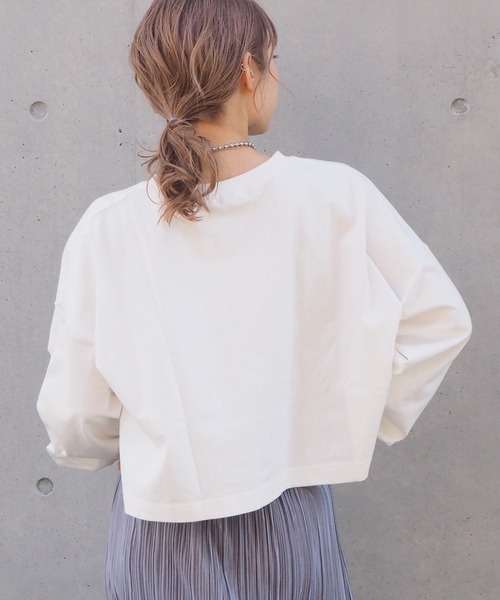 tiptop(ティップトップ)の「クルーネックショート丈ロンT(Tシャツ/カットソー・レディース・スミクロ/A/ブルー/オフホワイト/ダークブルー・FREE)」の9枚目の写真