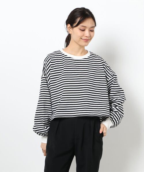 tiptop(ティップトップ)の「クルーネックショート丈ロンT(Tシャツ/カットソー・レディース・スミクロ/A/ブルー/オフホワイト/ダークブルー・FREE)」の21枚目の写真