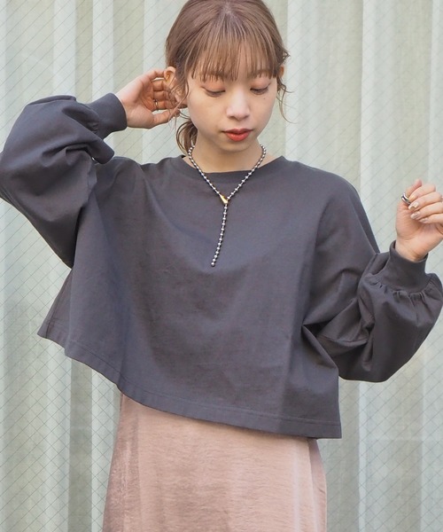 tiptop(ティップトップ)の「クルーネックショート丈ロンT(Tシャツ/カットソー・レディース・スミクロ/A/ブルー/オフホワイト/ダークブルー・FREE)」の10枚目の写真