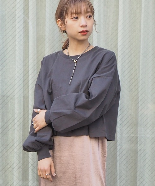 tiptop(ティップトップ)の「クルーネックショート丈ロンT(Tシャツ/カットソー・レディース・スミクロ/A/ブルー/オフホワイト/ダークブルー・FREE)」の11枚目の写真