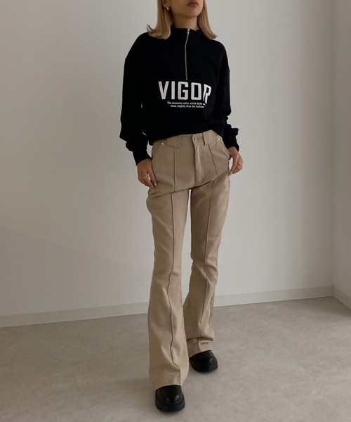 Avvenente(アベネンテ)の「【Avvenente】ハイネックモードプリントプルオーバー(Tシャツ/カットソー・レディース・ブラック/ベージュ/チャコールグレー・M)」の16枚目の写真