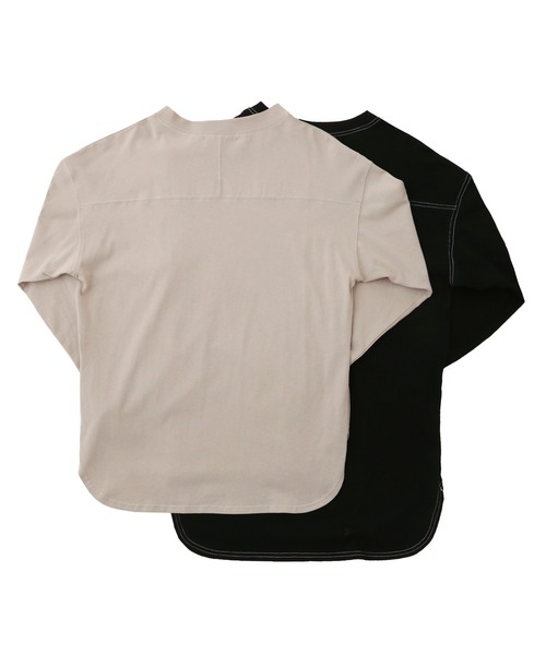 libelle more(リベル モア)の「OE天竺配色ステッチオーバーサイズTシャツ/ロンT(Tシャツ/カットソー・レディース・オフホワイト/ブラック/ブラウン/ピンクベージュ・M/L)」の10枚目の写真