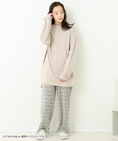 libelle more(リベル モア)の「OE天竺配色ステッチオーバーサイズTシャツ/ロンT(Tシャツ/カットソー・レディース・オフホワイト/ブラック/ブラウン/ピンクベージュ・M/L)」の19枚目の写真