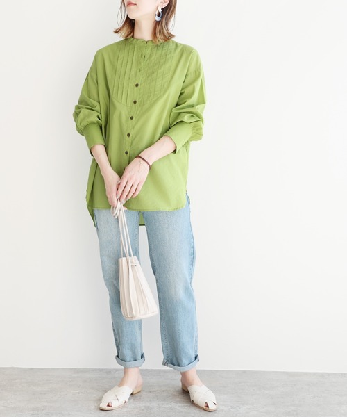 reca（レカ）の「ピンタックドレスシャツ（シャツ/ブラウス・レディース・ブルー系その他/オフホワイト/グリーン系その他/ベージュ・M）」の8枚目の写真