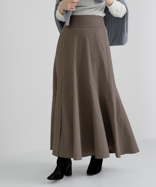 LAATO(ラート)の「FLARE LONG SKIRT(スカート・レディース・グレー/カーキ・FREE)」の1枚目の写真