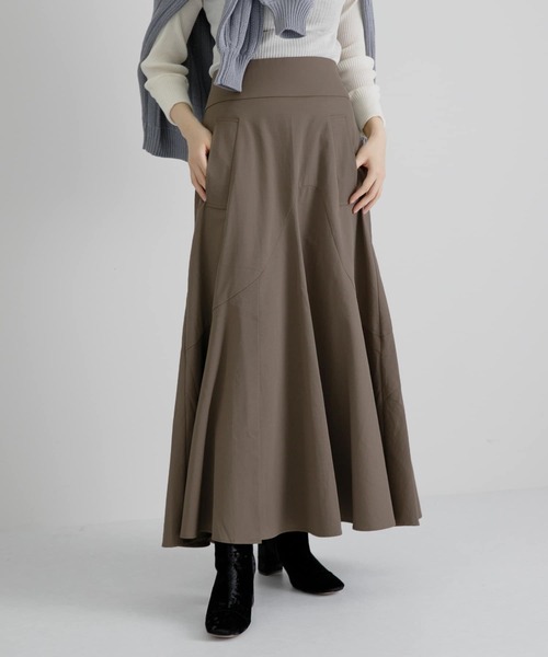 LAATO(ラート)の「FLARE LONG SKIRT(スカート・レディース・グレー/カーキ・FREE)」の6枚目の写真