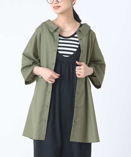 n'OrLABEL（ノアールレーベル）の「『洗練デザインロングシャツ』（シャツ/ブラウス・レディース・オフホワイト/カーキ/ブラック/ダークネイビー/ベージュ/ピンクベージュ・FREE）」の4枚目の写真