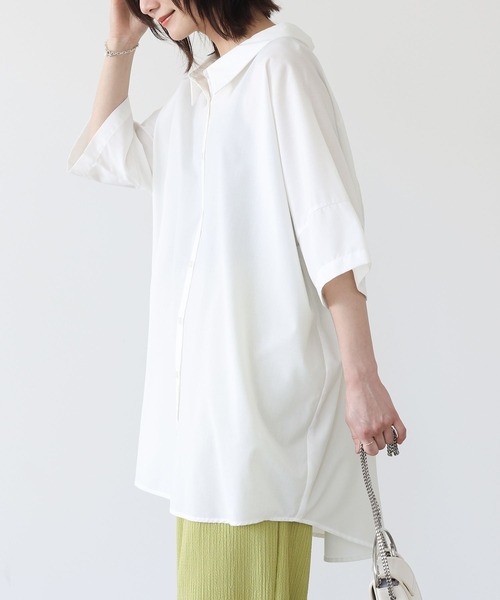 n'OrLABEL(ノアールレーベル)の「『洗練デザインロングシャツ』(シャツ/ブラウス・レディース・オフホワイト/カーキ/ブラック/ダークネイビー/ベージュ/ピンクベージュ・FREE)」の20枚目の写真