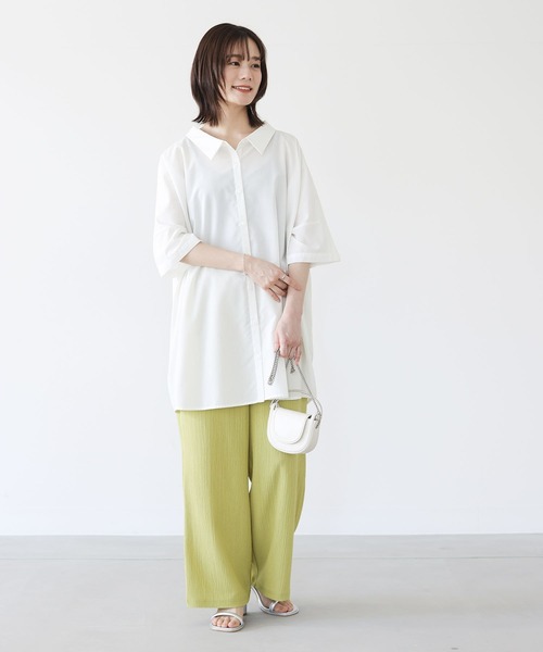 n'OrLABEL(ノアールレーベル)の「『洗練デザインロングシャツ』(シャツ/ブラウス・レディース・オフホワイト/カーキ/ブラック/ダークネイビー/ベージュ/ピンクベージュ・FREE)」の7枚目の写真