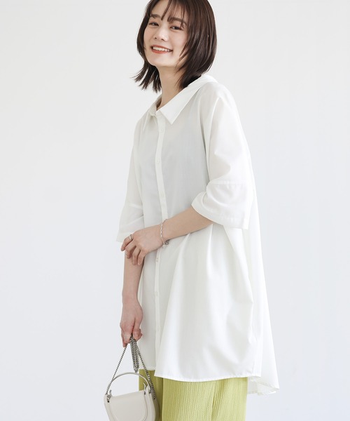n'OrLABEL(ノアールレーベル)の「『洗練デザインロングシャツ』(シャツ/ブラウス・レディース・オフホワイト/カーキ/ブラック/ダークネイビー/ベージュ/ピンクベージュ・FREE)」の18枚目の写真