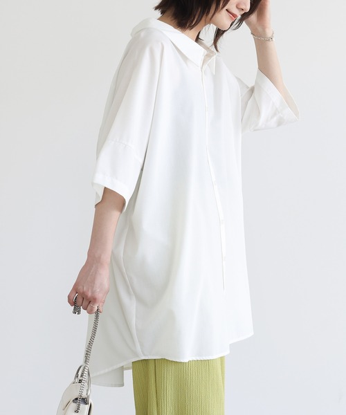 n'OrLABEL(ノアールレーベル)の「『洗練デザインロングシャツ』(シャツ/ブラウス・レディース・オフホワイト/カーキ/ブラック/ダークネイビー/ベージュ/ピンクベージュ・FREE)」の17枚目の写真