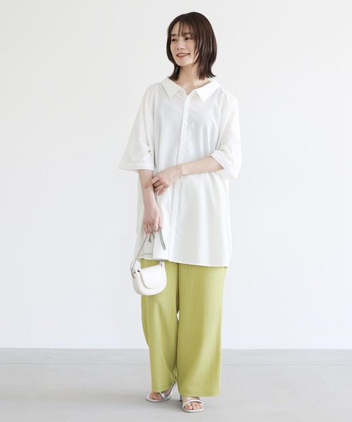 n'OrLABEL(ノアールレーベル)の「『洗練デザインロングシャツ』(シャツ/ブラウス・レディース・オフホワイト/カーキ/ブラック/ダークネイビー/ベージュ/ピンクベージュ・FREE)」の20枚目の写真
