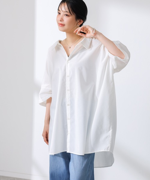 n'OrLABEL(ノアールレーベル)の「『洗練デザインロングシャツ』(シャツ/ブラウス・レディース・オフホワイト/カーキ/ブラック/ダークネイビー/ベージュ/ピンクベージュ・FREE)」の7枚目の写真