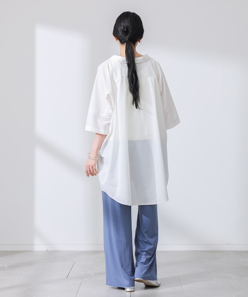 n'OrLABEL(ノアールレーベル)の「『洗練デザインロングシャツ』(シャツ/ブラウス・レディース・オフホワイト/カーキ/ブラック/ダークネイビー/ベージュ/ピンクベージュ・FREE)」の12枚目の写真