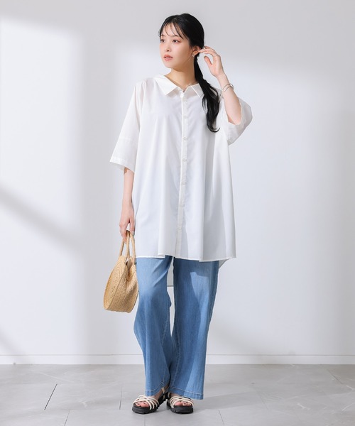 n'OrLABEL(ノアールレーベル)の「『洗練デザインロングシャツ』(シャツ/ブラウス・レディース・オフホワイト/カーキ/ブラック/ダークネイビー/ベージュ/ピンクベージュ・FREE)」の15枚目の写真