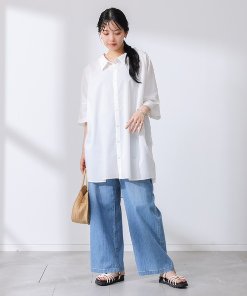 n'OrLABEL(ノアールレーベル)の「『洗練デザインロングシャツ』(シャツ/ブラウス・レディース・オフホワイト/カーキ/ブラック/ダークネイビー/ベージュ/ピンクベージュ・FREE)」の14枚目の写真