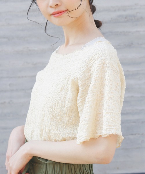 Crisp（クリスプ）の「ジャガードメロウTシャツ（Tシャツ/カットソー・レディース・アイボリー・FREE）」の19枚目の写真