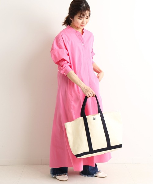 SLOBE IENA(スローブイエナ)の「SIDOGRAS ポプリンスキッパーワンピース【手洗い可能】◆(ワンピース・レディース・カーキ/ピンク・38/36)」の2枚目の写真