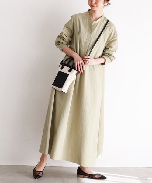 SLOBE IENA(スローブイエナ)の「SIDOGRAS ポプリンスキッパーワンピース【手洗い可能】◆(ワンピース・レディース・カーキ/ピンク・38/36)」の18枚目の写真