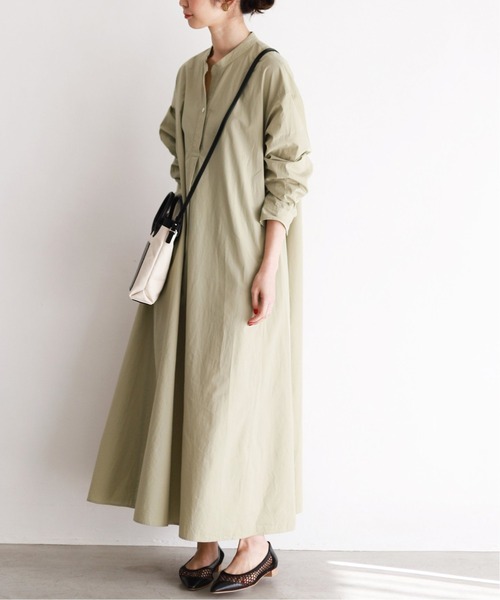 SLOBE IENA(スローブイエナ)の「SIDOGRAS ポプリンスキッパーワンピース【手洗い可能】◆(ワンピース・レディース・カーキ/ピンク・38/36)」の19枚目の写真