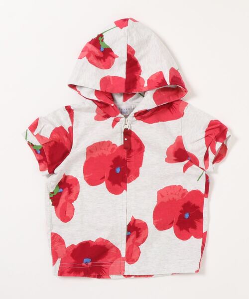 HAKKA BABY（ハッカベビー）の「[ベビー]ビッグランダムスミレプリント半袖ジップパーカー（パーカー・キッズ・レッド/ブルー・L）」の2枚目の写真