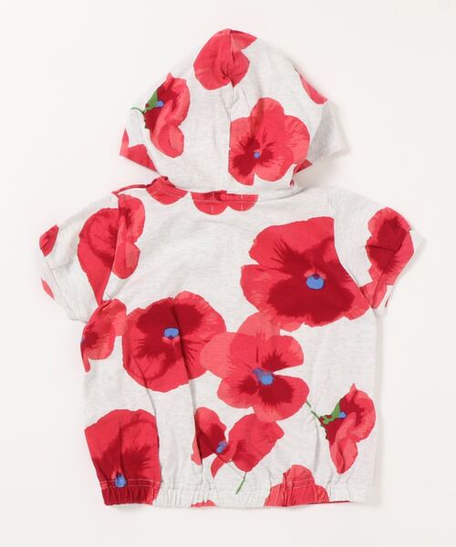 HAKKA BABY（ハッカベビー）の「[ベビー]ビッグランダムスミレプリント半袖ジップパーカー（パーカー・キッズ・レッド/ブルー・L）」の3枚目の写真