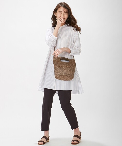 J.PRESS(ジェイプレス)の「【洗える】BEZ コットンリネン ストライプ チュニック ブラウス(シャツ/ブラウス・レディース・カーキ系1/ベージュ系1・T13/T15)」の3枚目の写真