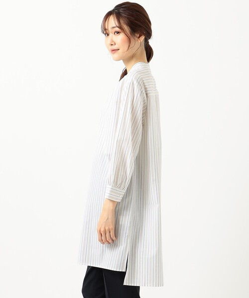 J.PRESS(ジェイプレス)の「【洗える】BEZ コットンリネン ストライプ チュニック ブラウス(シャツ/ブラウス・レディース・カーキ系1/ベージュ系1・T13/T15)」の7枚目の写真