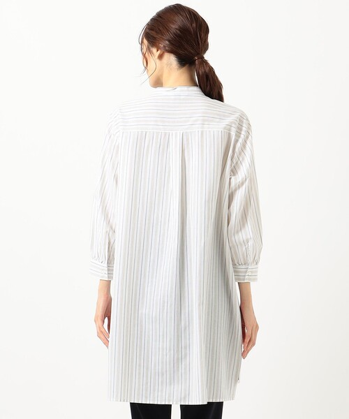 J.PRESS(ジェイプレス)の「【洗える】BEZ コットンリネン ストライプ チュニック ブラウス(シャツ/ブラウス・レディース・カーキ系1/ベージュ系1・T13/T15)」の8枚目の写真