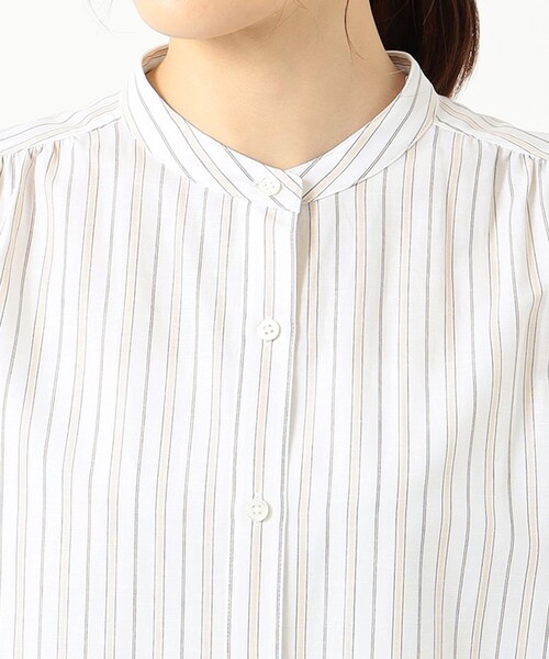 J.PRESS(ジェイプレス)の「【洗える】BEZ コットンリネン ストライプ チュニック ブラウス(シャツ/ブラウス・レディース・カーキ系1/ベージュ系1・T13/T15)」の9枚目の写真
