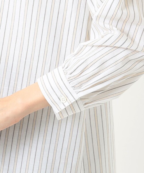 J.PRESS(ジェイプレス)の「【洗える】BEZ コットンリネン ストライプ チュニック ブラウス(シャツ/ブラウス・レディース・カーキ系1/ベージュ系1・T13/T15)」の10枚目の写真