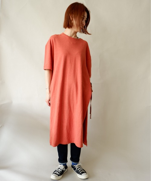 MANASTASH（マナスタッシュ）の「MANASTASH/マナスタッシュ　Ws HEMP SLIT DRESS（ワンピース・レディース・ブラック/ナチュラル/オレンジ/オレンジ系その他・MEDIUM）」の3枚目の写真