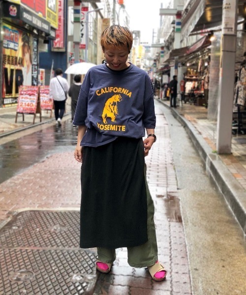 MANASTASH（マナスタッシュ）の「MANASTASH/マナスタッシュ　Ws HEMP SLIT DRESS（ワンピース・レディース・ブラック/ナチュラル/オレンジ/オレンジ系その他・MEDIUM）」の7枚目の写真