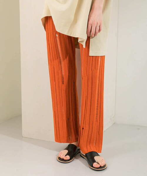 KBF(ケイビーエフ)の「針抜きニットパンツ(その他パンツ・レディース・ライトカーキ/ライトベージュ/オレンジ・ONE)」の3枚目の写真
